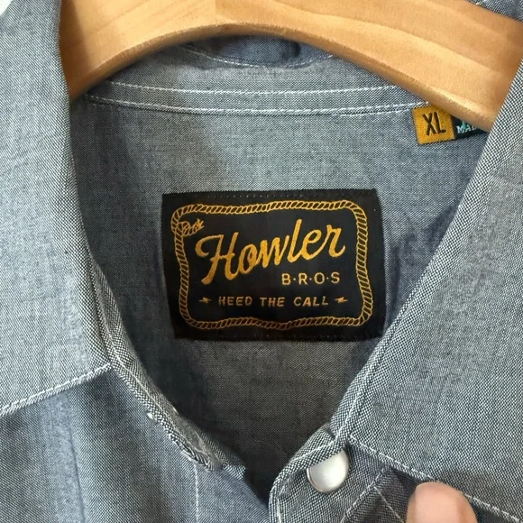 Howler Brothers Crosscut Deluxe Western snap button Shirt. XL Pictographs - Picture 2 of 7